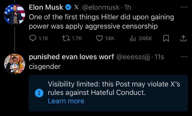 Elon Musk, Nazi Censorer